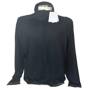 Maks Active Sports Pull Over 1/4 Zip Shirt Mens XL Black New
